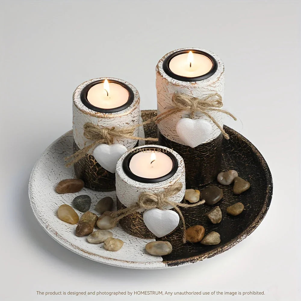 Candle Holder - Decorative Wooden Set