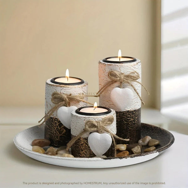 Candle Holder - Decorative Wooden Set