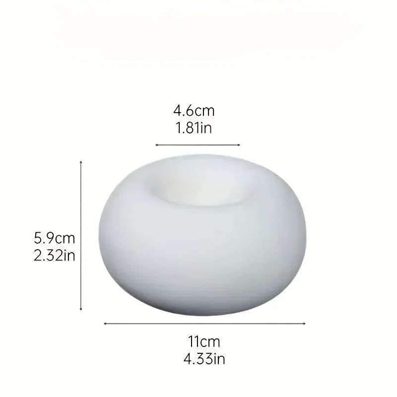 Candle Holder - Hand-Painted Ceramic White Round