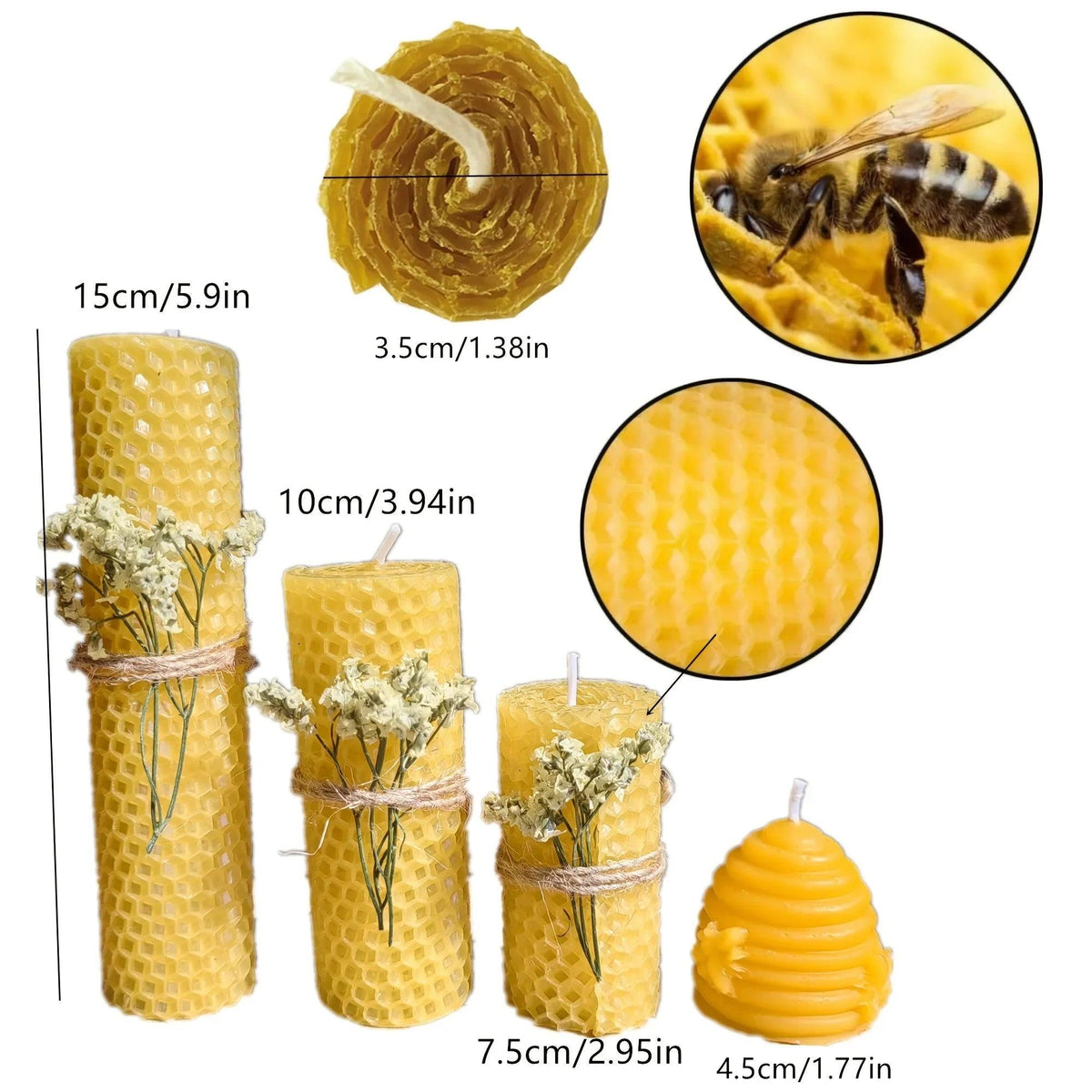 Candle Set - Decorative Beeswax 4pcs