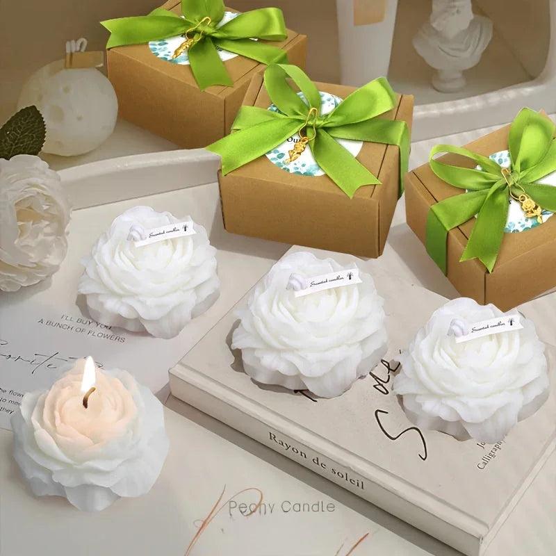 Candle Set - Peony Flower Scented Gold 24pcs