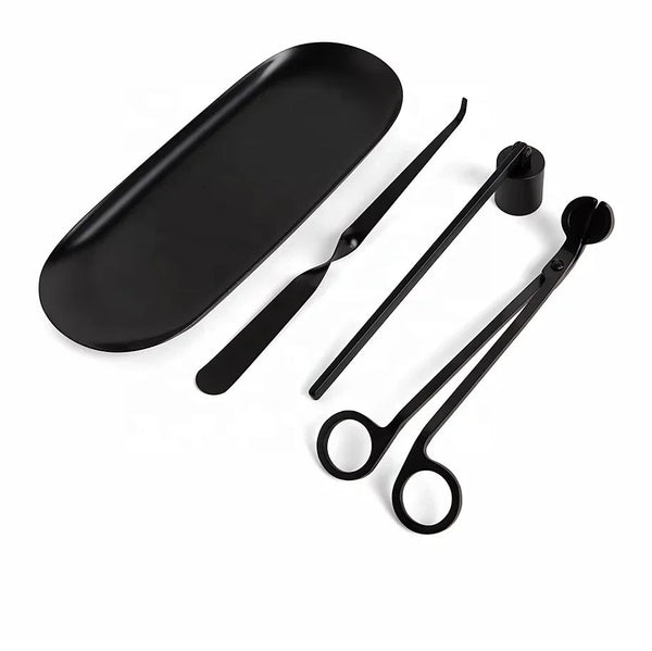 3-Piece Candle Care Kit | Matte Black | Wick Trimmers, Snuffer, and Wick Hook