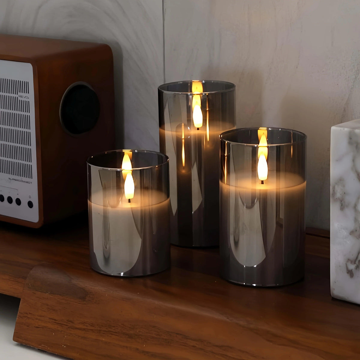 Candles - Flameless Gray 3-Pack