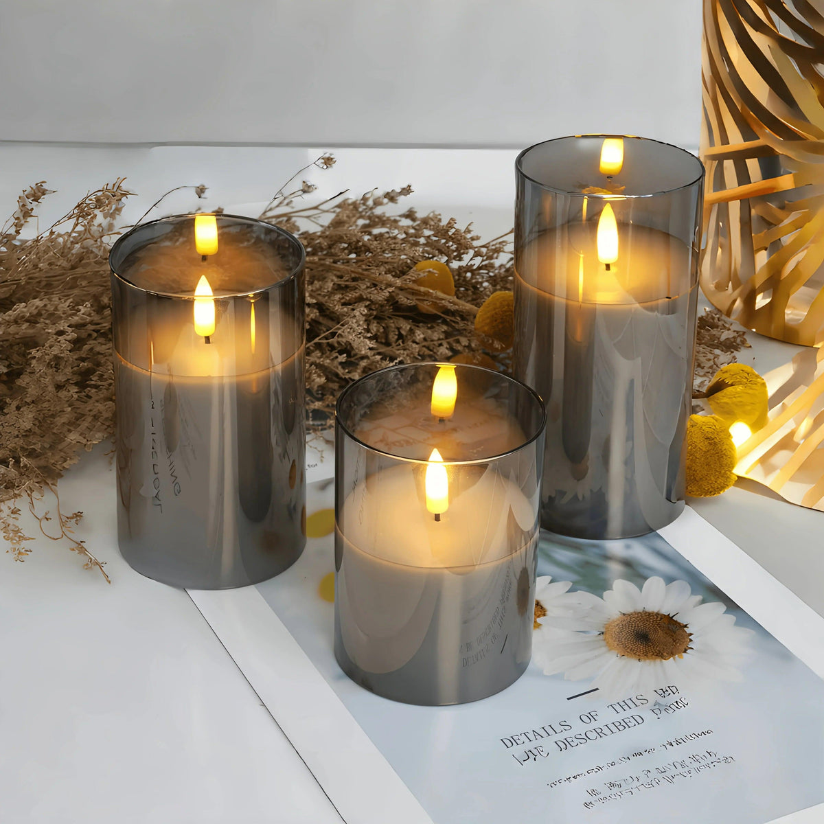 Candles - Flameless Gray 3-Pack