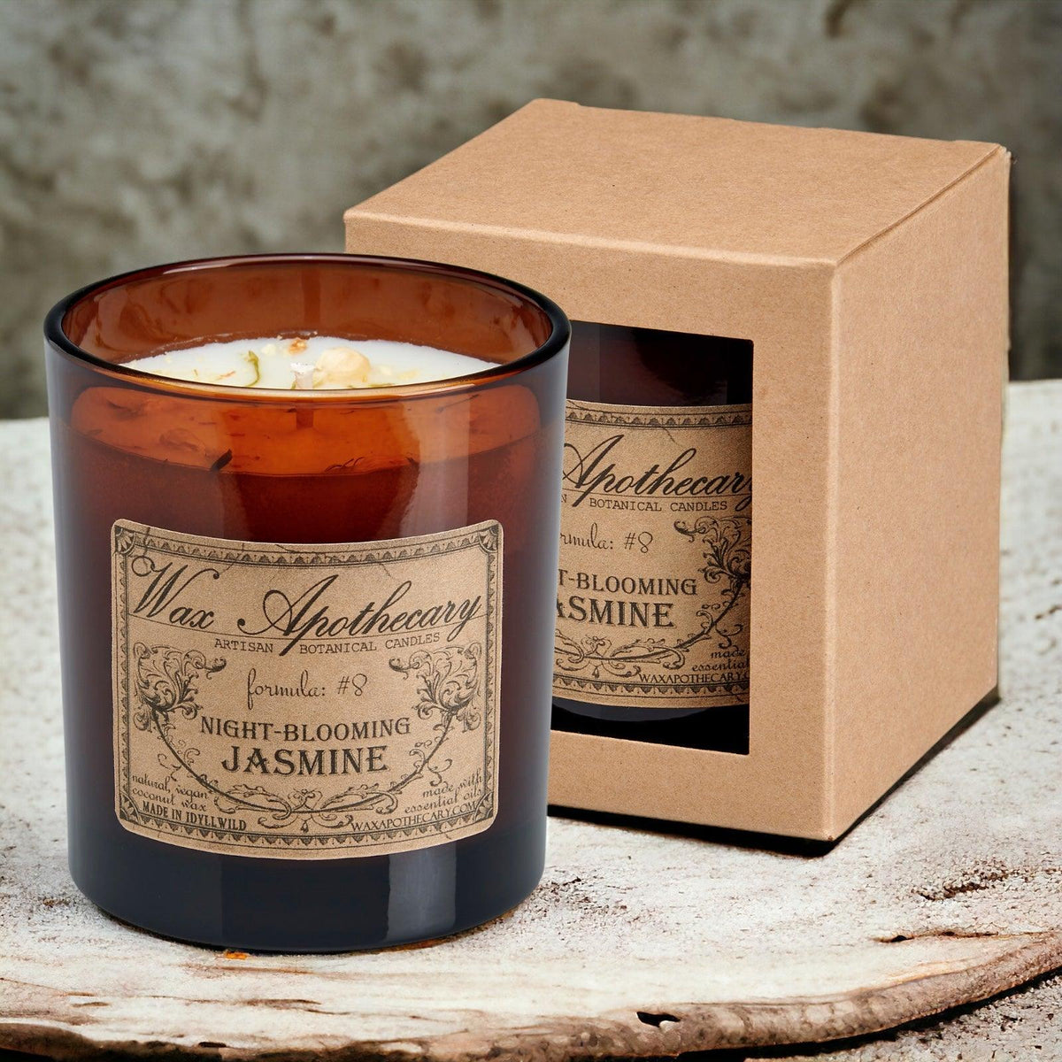 9 oz Night-Blooming Jasmine Artisan Amber Glass Candle