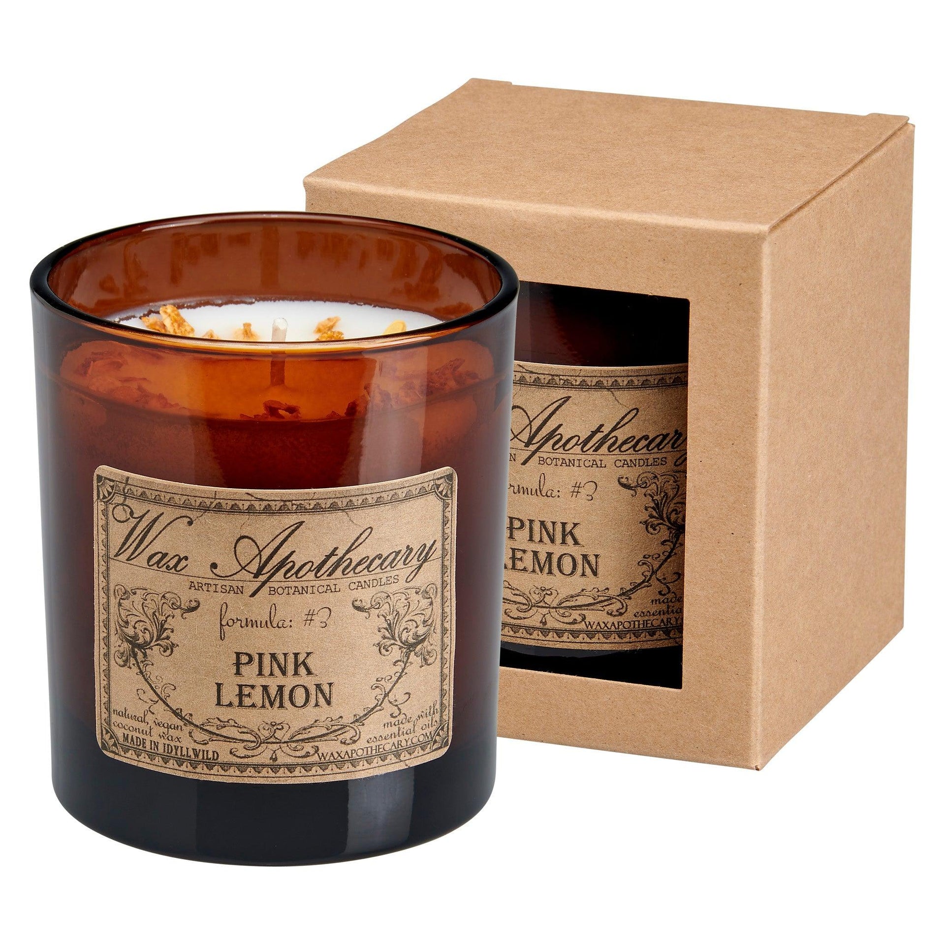 9 oz Pink Lemon Artisan Amber Glass Candle