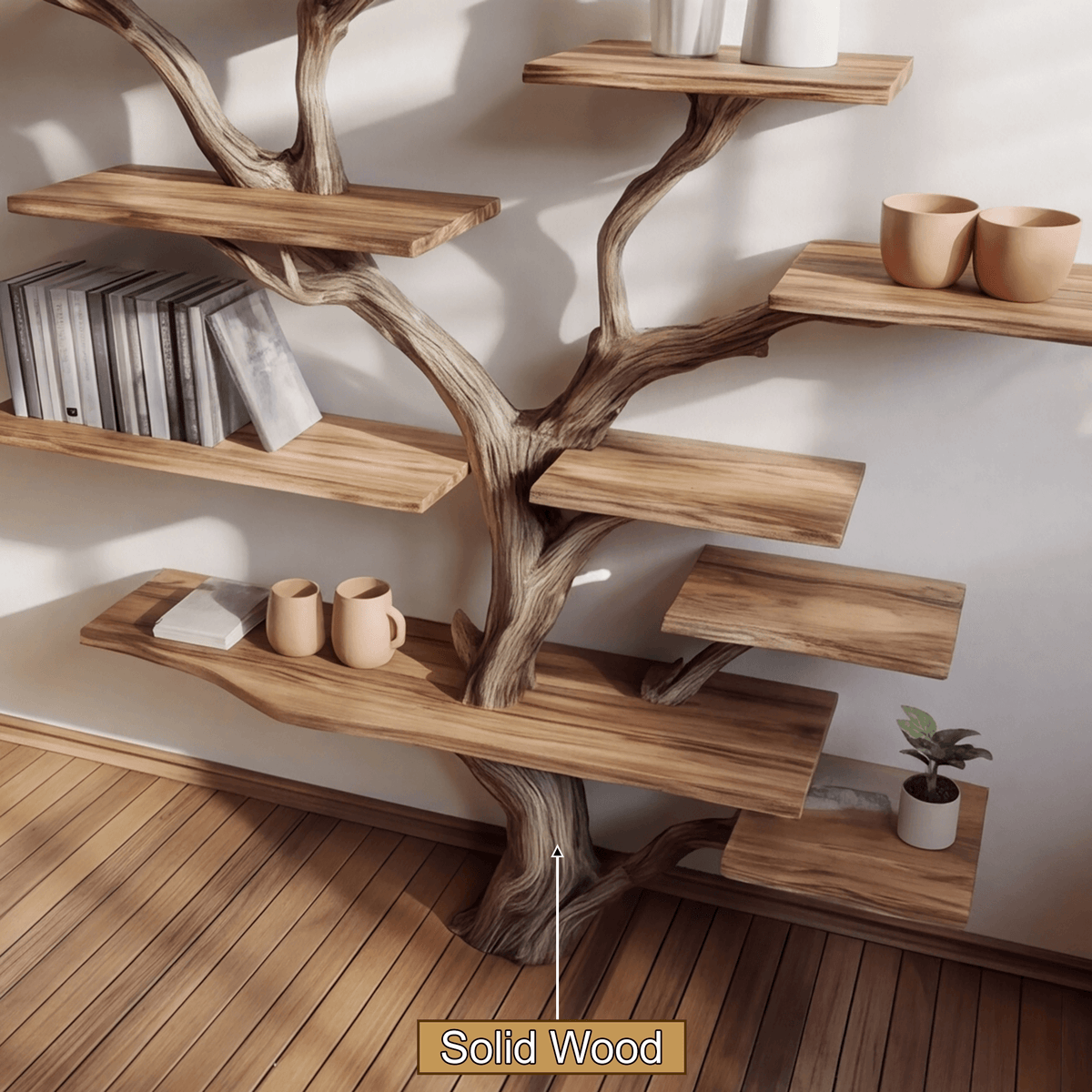 Canopyform Solid Wood Tree Bookshelf