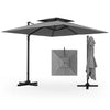 9.5 Feet Cantilever Patio Umbrella with 360° Rotation and Double Top-Gray - Gray