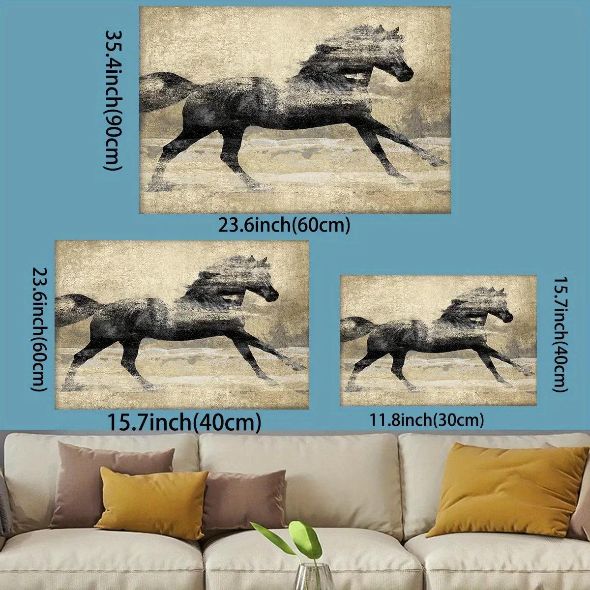 Canvas Art - Galloping Horse Wooden Large