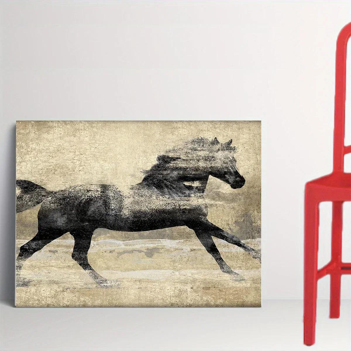 Canvas Art - Galloping Horse Wooden Large