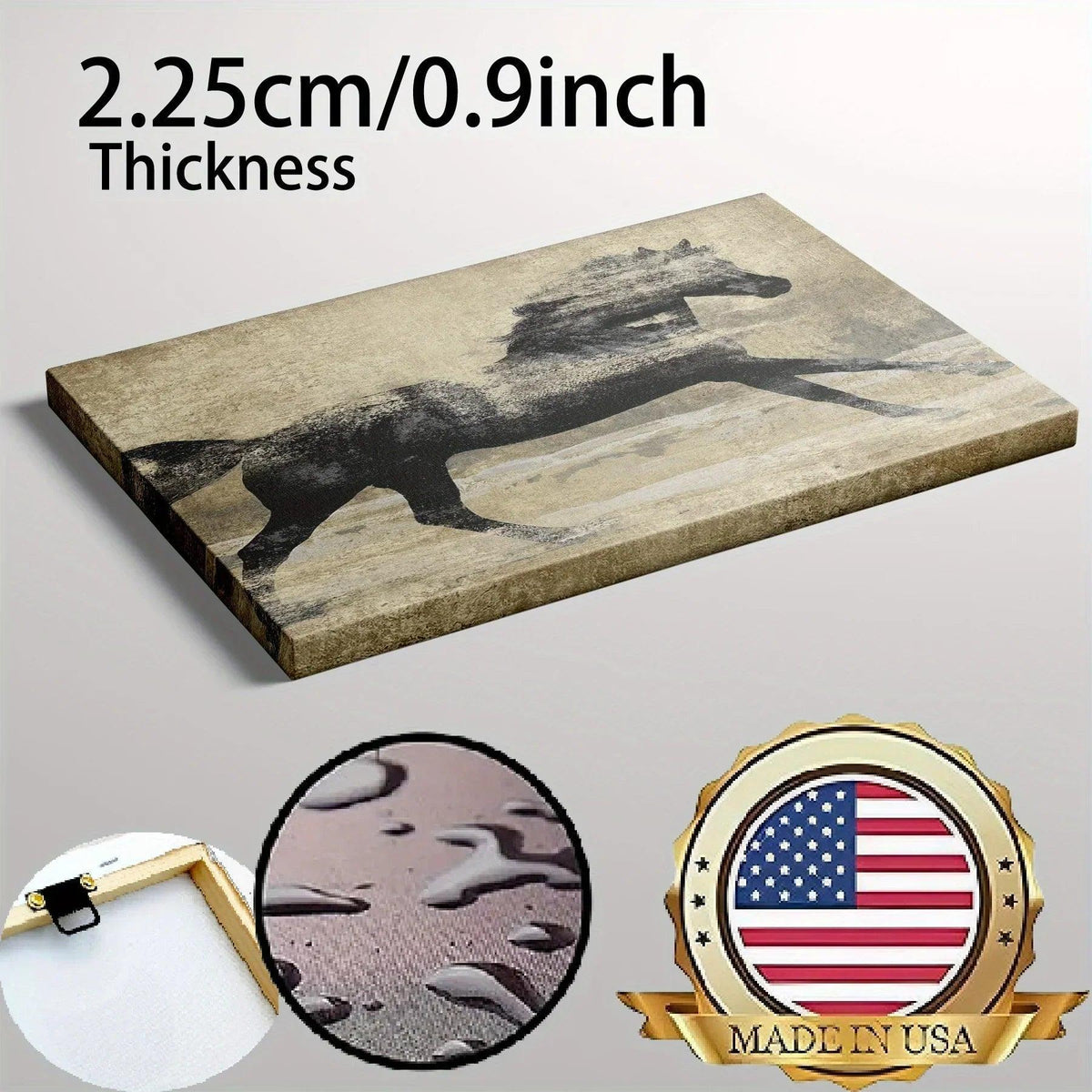 Canvas Art - Galloping Horse Wooden Large