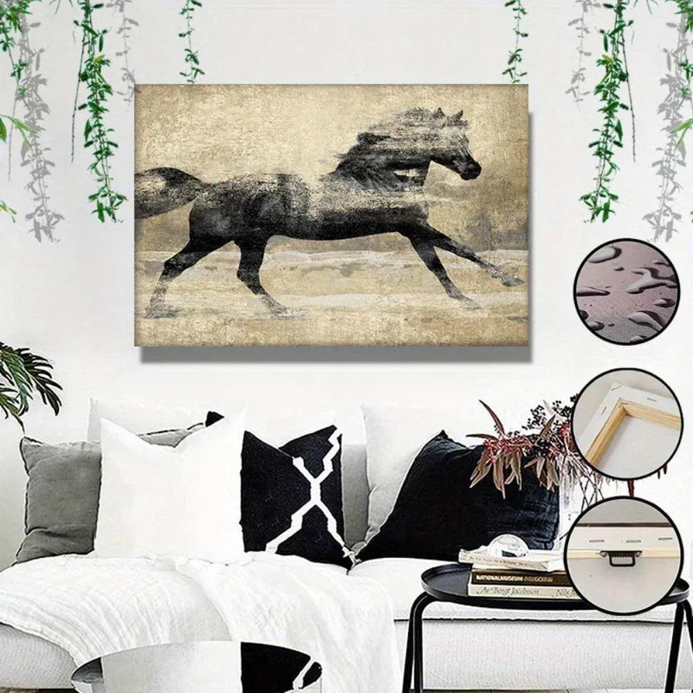Canvas Art - Galloping Horse Wooden Large