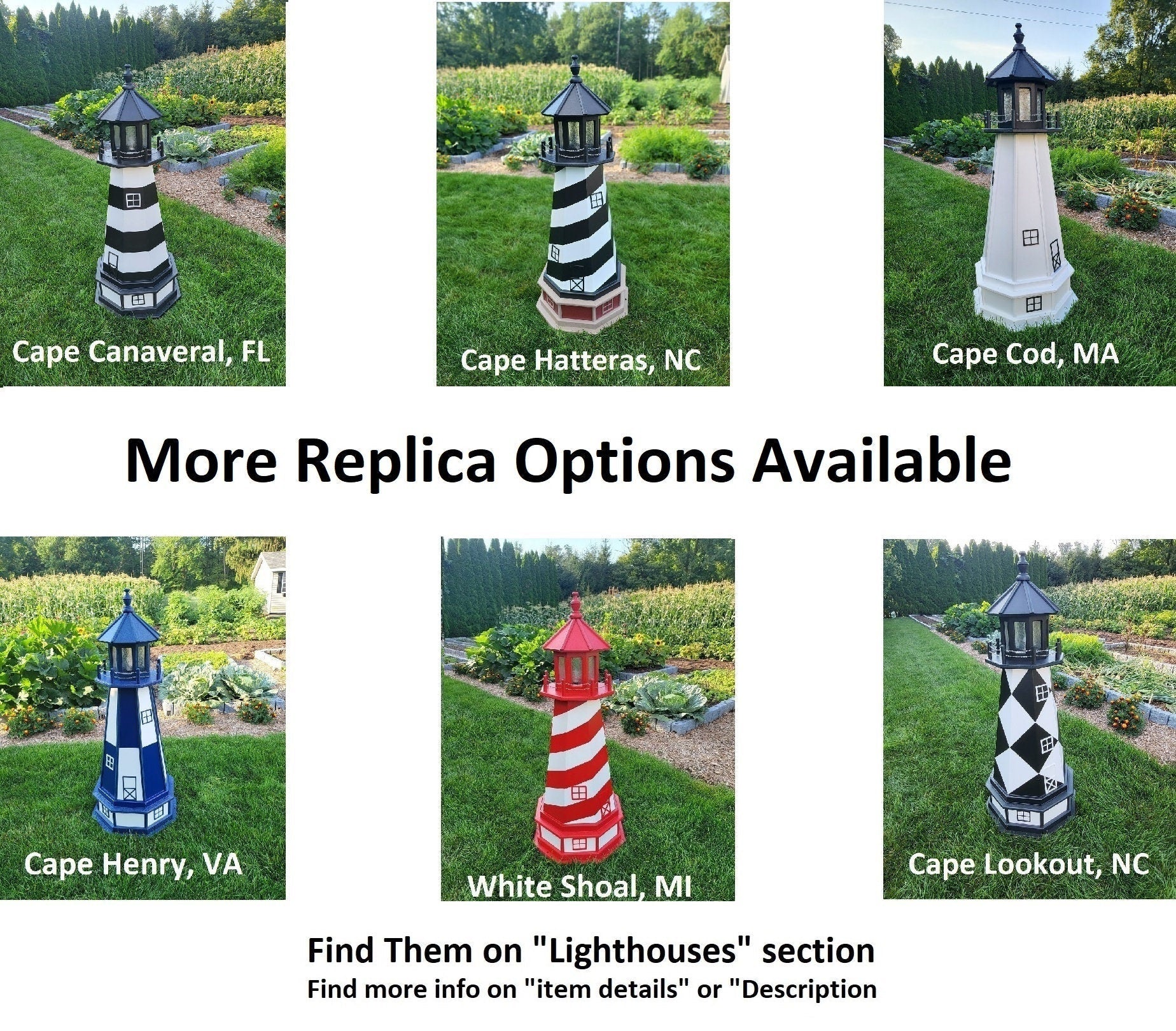 Amish Made Cape Hatteras Solar Lighthouse – Decorative Outdoor Lawn Ornament