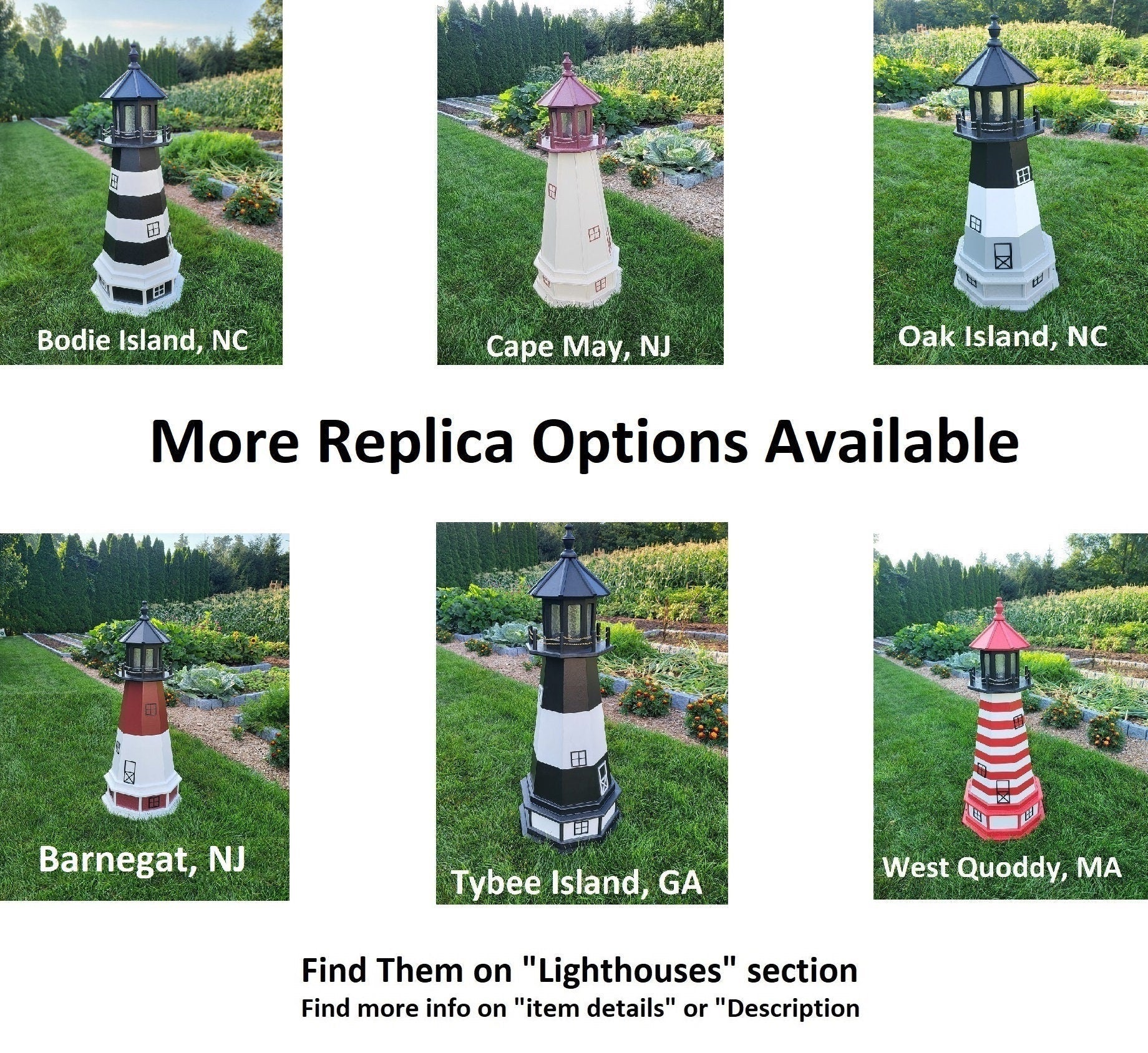Amish Made Cape Hatteras Solar Lighthouse – Decorative Outdoor Lawn Ornament