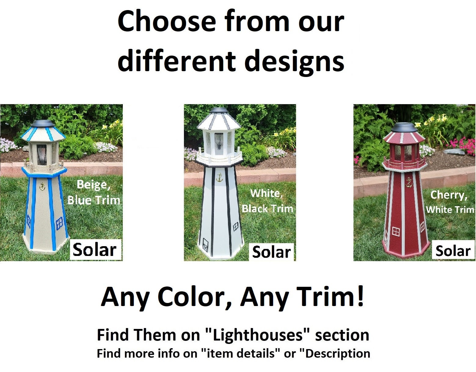 Amish Made Cape Hatteras Solar Lighthouse – Decorative Outdoor Lawn Ornament