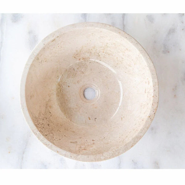 Cappuccino Beige Marble V-Shape Tapered Above Vanity Bathroom Sink Polished (D)16