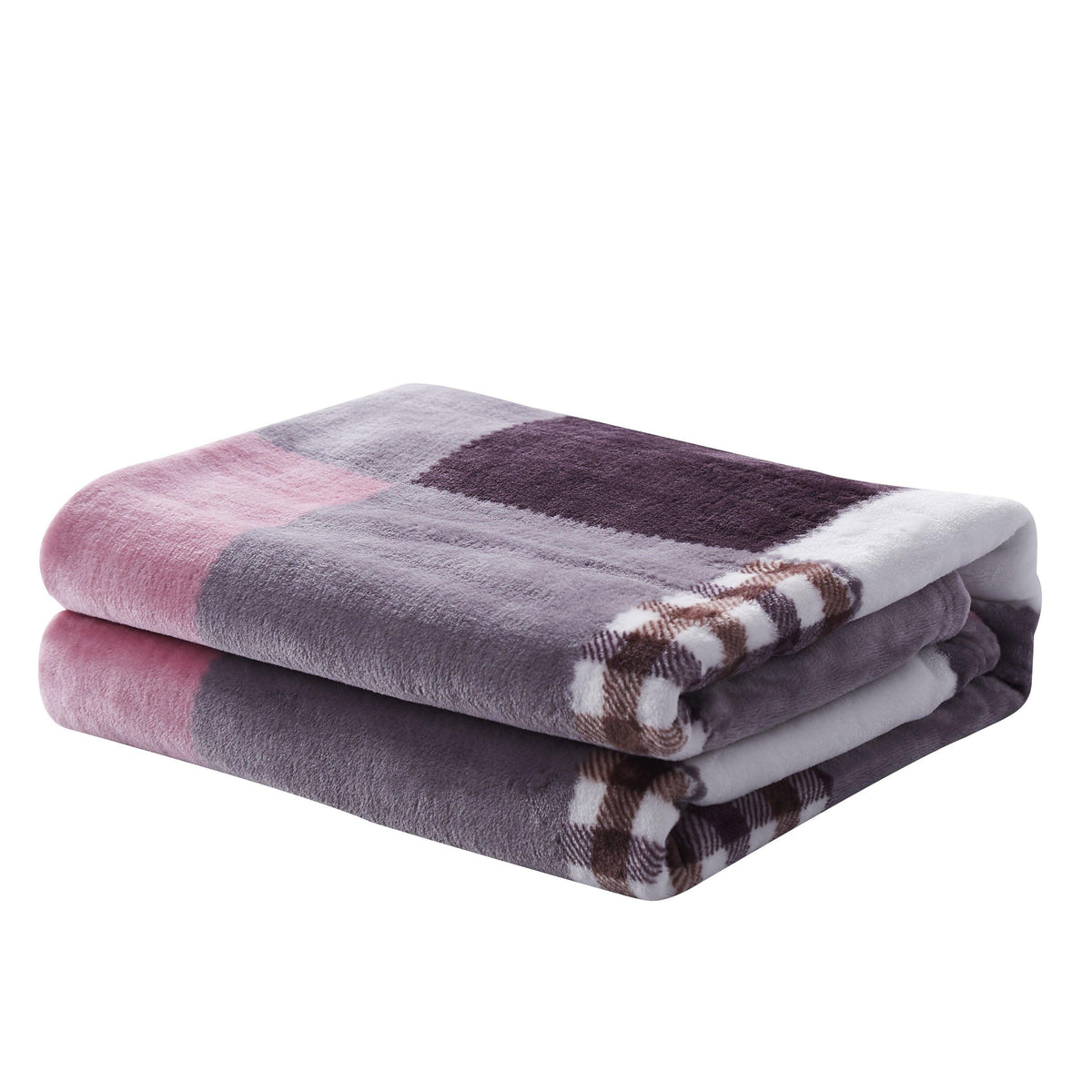 Tache Autumn Muave Purple Pink Farmhouse Super Soft Plaid Patchwork Throw Blanket (4022)