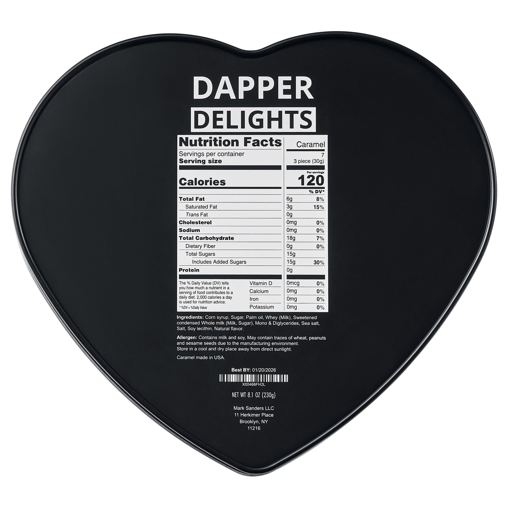 Valentines Day Gift Scotch Whiskey Caramels - Heart Tin - Him & Her, Premium Salted Caramel, Valentine Chocolate Candy Dapper Delights Gourmet Collection, Love Basket for Men, Boyfriend, Husband, Dad