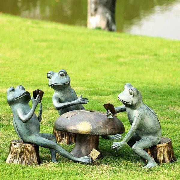 Card Cheat Frogs Garden Sculpture - Gifts for You 'n Me