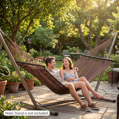 Caribbean Hammock with Spreader Bar for Patio Poolside-Brown