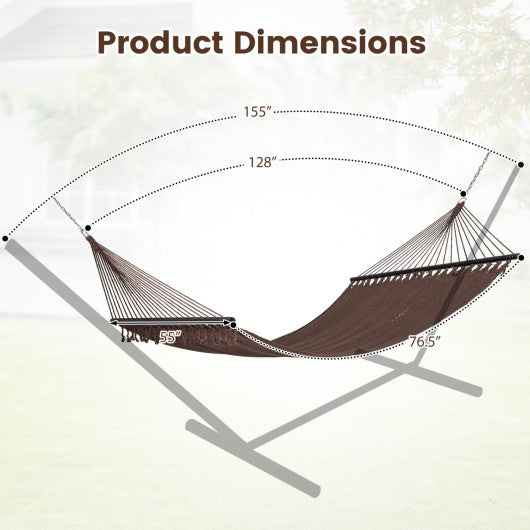 Caribbean Hammock with Spreader Bar for Patio Poolside-Brown