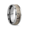 CARIBOU Polished Beveled Titanium Men's Wedding Band with Ombre Deer Antler Inlay - 8mm - 8mm / 5.00