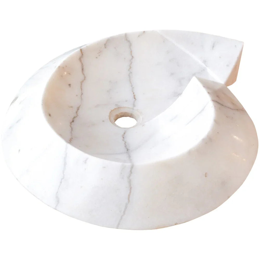 Carrara Marble Helix Shape Stone Above Vanity Bathroom Sink Polished (W)20
