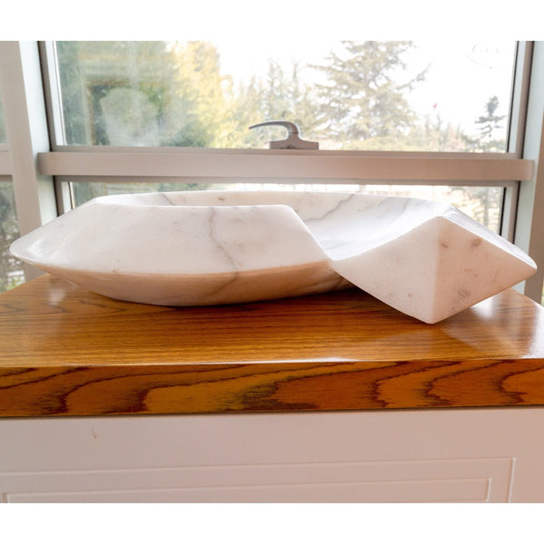 Carrara Marble Helix Shape Stone Sink Polished (W)20