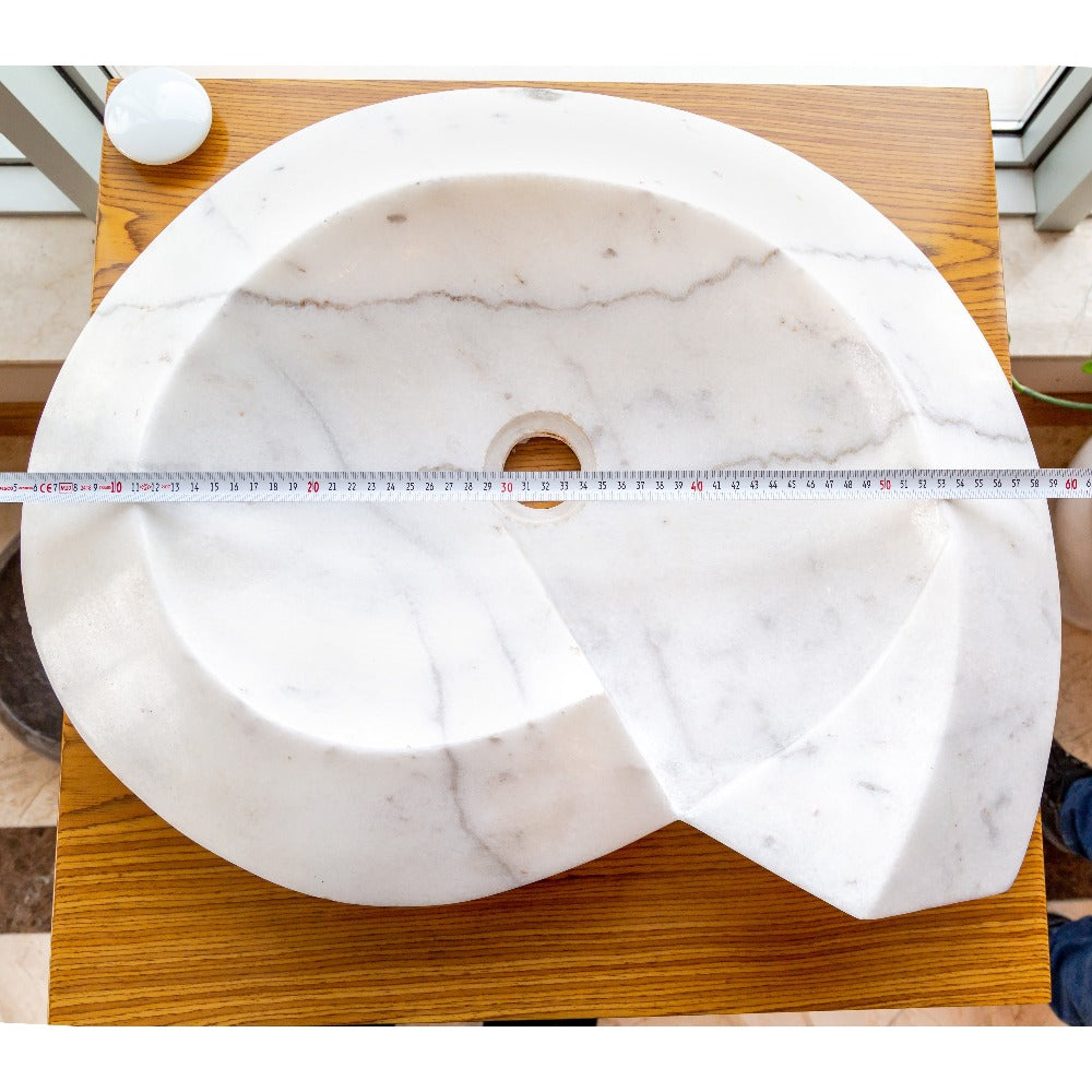 Carrara Marble Helix Shape Stone Sink Polished (W)20