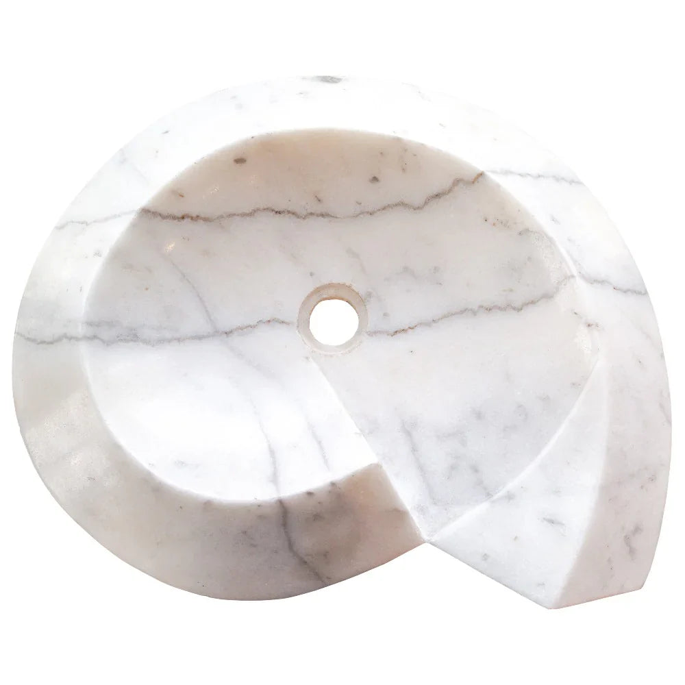 Carrara Marble Helix Shape Stone Above Vanity Bathroom Sink Polished (W)20