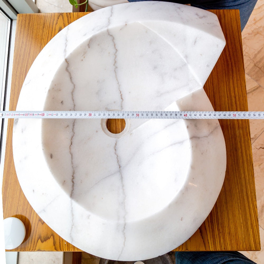 Carrara Marble Helix Shape Stone Sink Polished (W)20