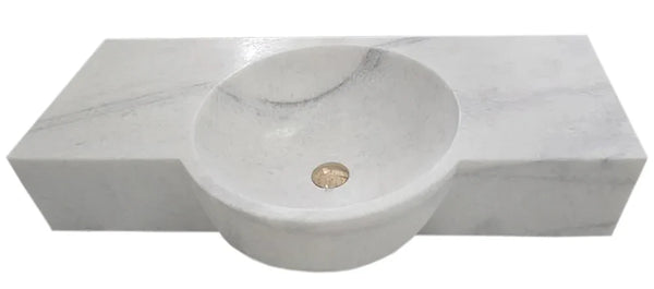 Carrara White Marble Above-vanity Wall-mount Bathroom Sink (W)16