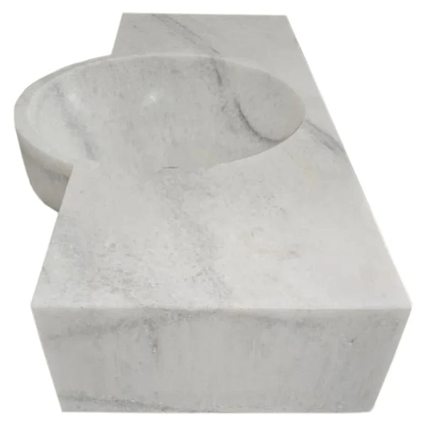 Carrara White Marble Above-vanity Wall-mount Bathroom Sink (W)16