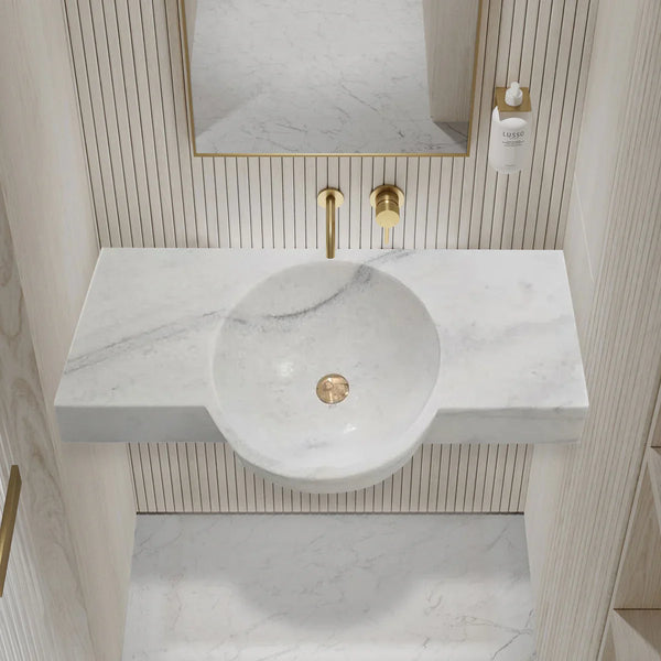 Carrara White Marble Above-vanity Wall-mount Bathroom Sink (W)16