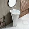 Carrara White Marble Stand-alone Designer Pedestal Bathroom Sink (W)16.5