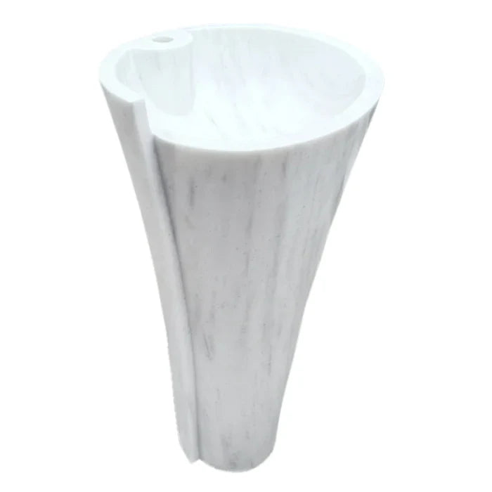 Carrara White Marble Stand-alone Designer Pedestal Bathroom Sink (W)16.5
