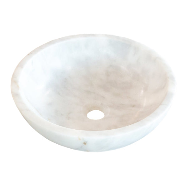 Carrara White Natural Stone Marble Vessel Sink Polished  (D)16