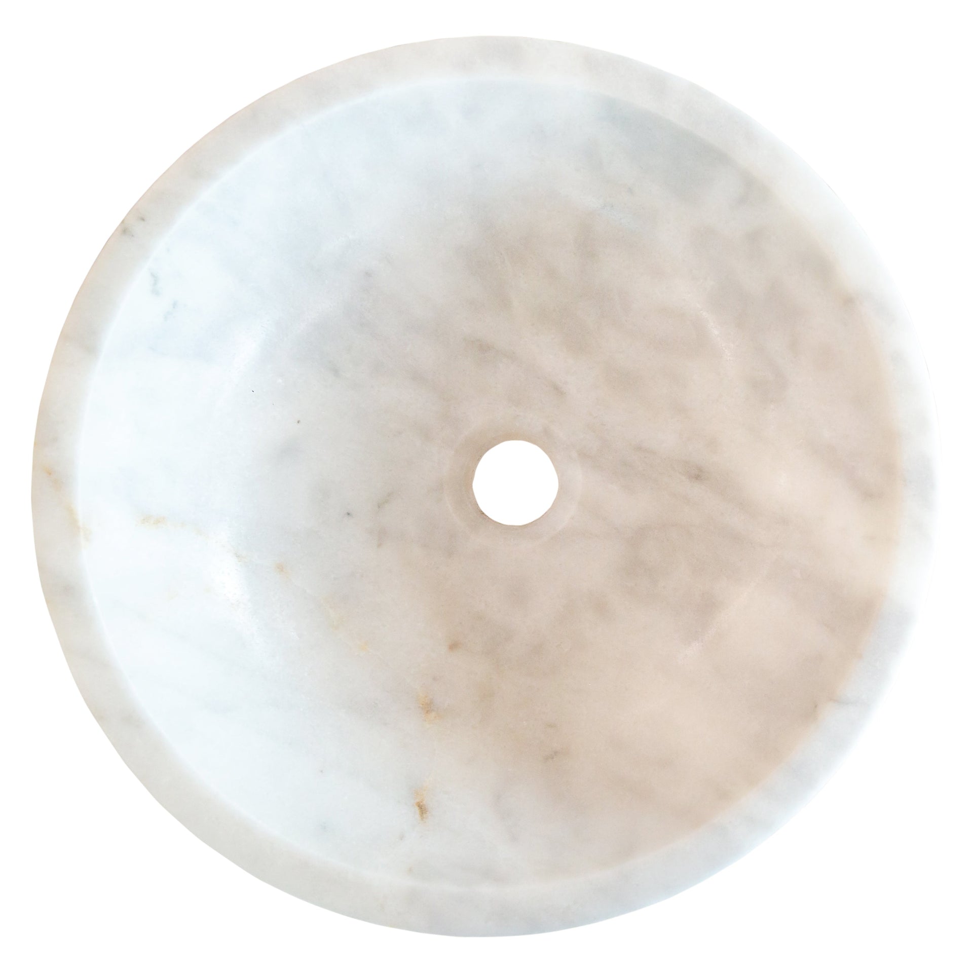 Carrara White Natural Stone Marble Vessel Sink Polished  (D)16