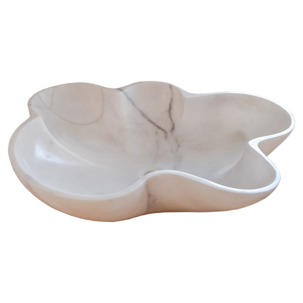 Natural Stone Carrara White Marble Above Counter Artistic Vessel Sink Polished (W)24.5
