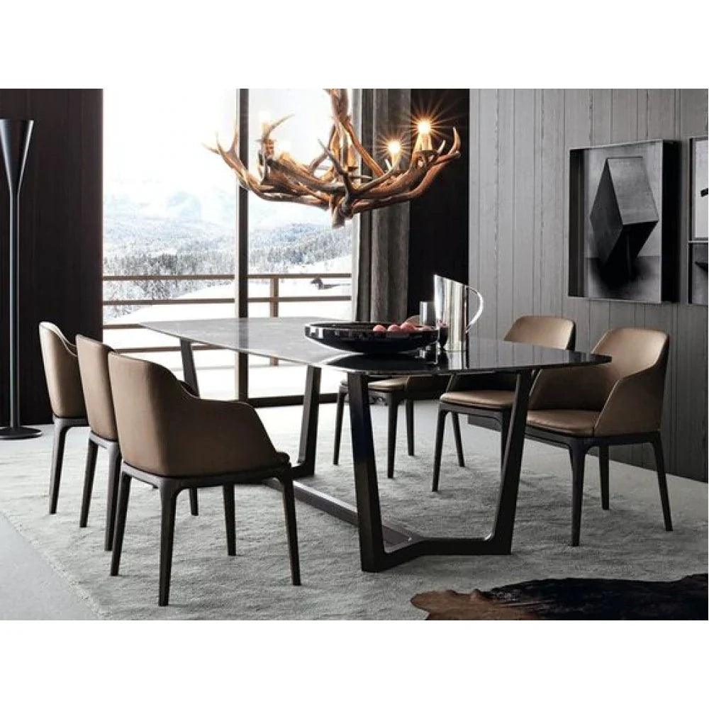 Natural Marble Rectangular Dining Table - Polished Eased Edge