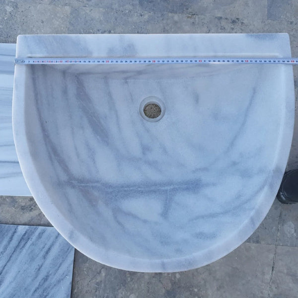 Natural Stone Carrara White Marble Wall-Mount Marble Sink Polished (W)20