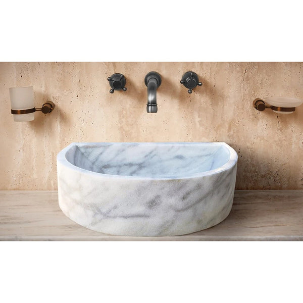Natural Stone Carrara White Marble Wall-Mount Marble Sink Polished (W)20