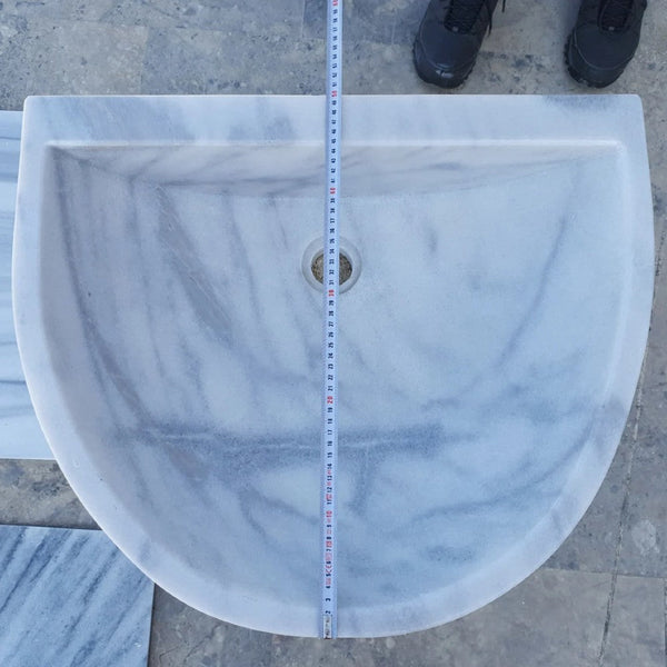 Natural Stone Carrara White Marble Wall-Mount Marble Sink Polished (W)20