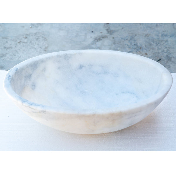 Carrara White Marble Natural Stone Oval Vessel Sink (W)16