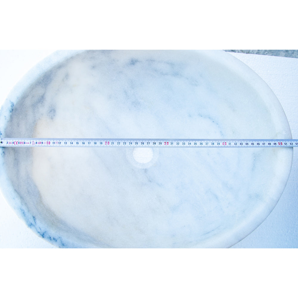 Carrara White Marble Natural Stone Oval Vessel Sink (W)16