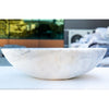 Carrara White Marble Natural Stone Oval Vessel Sink - 16x21x6 - 3-4 Weeks / (W)16" (L)21" (H)6" / Polished