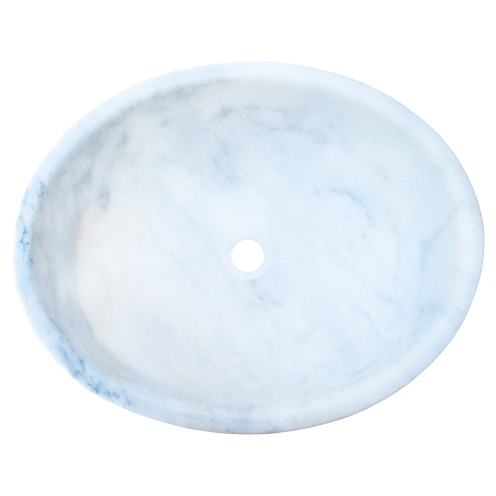 Carrara White Marble Natural Stone Oval Vessel Sink (W)16