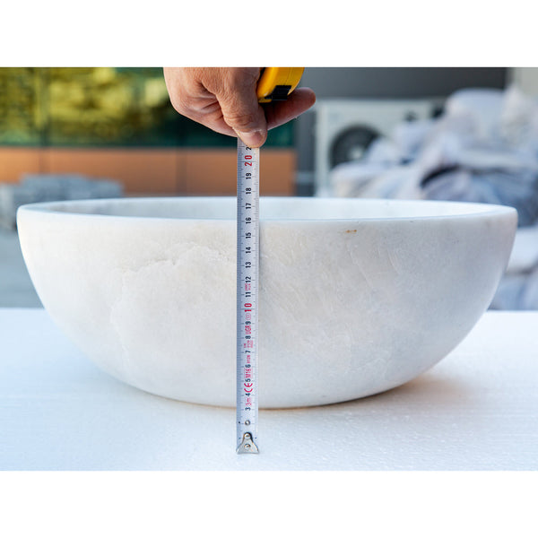 Carrara White Natural Stone Marble Vessel Sink  (D)16