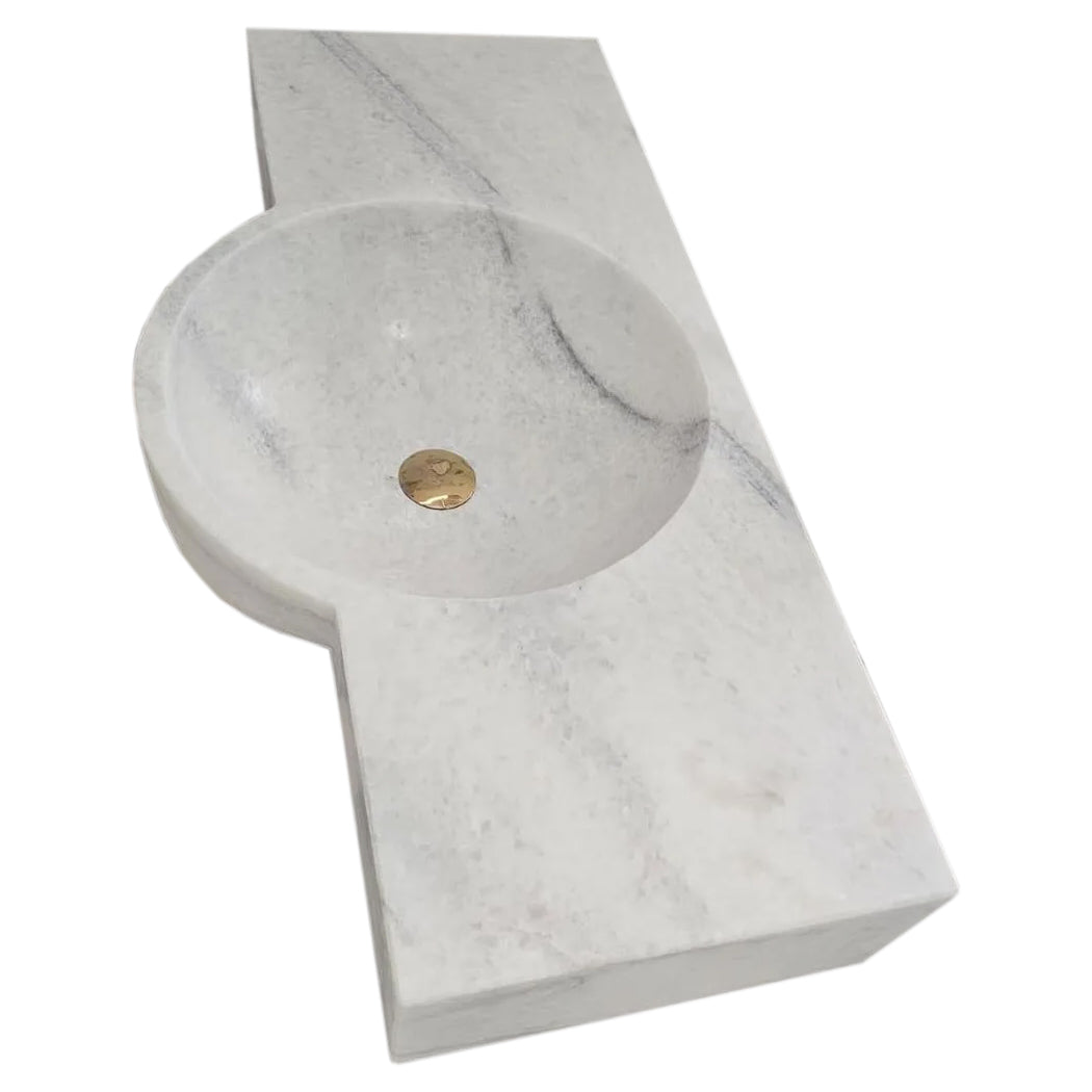 Carrara White Marble Above-vanity Wall-mount Bathroom Sink (W)16