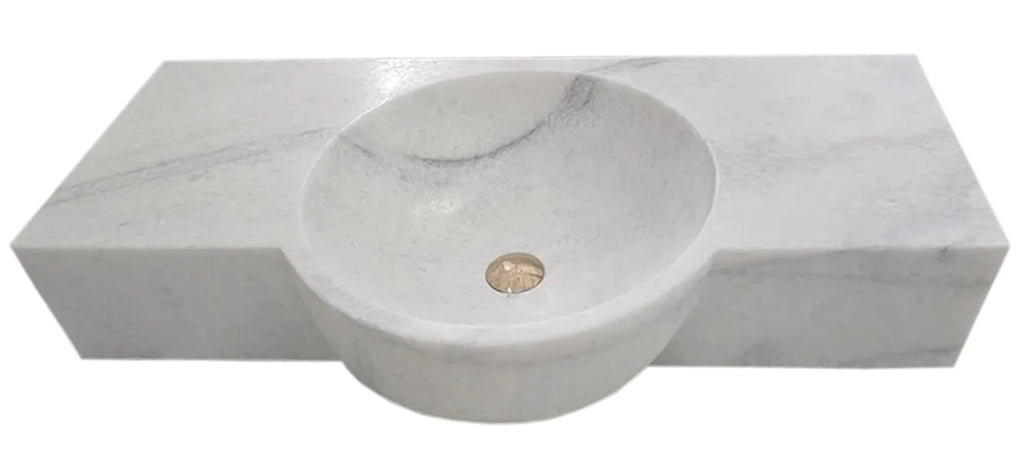 Carrara White Marble Above-vanity Wall-mount Bathroom Sink (W)16